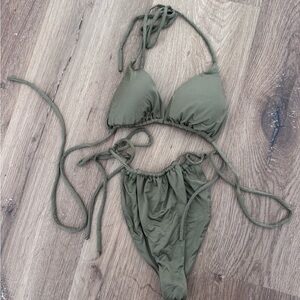 Monica Hansen Olive String Triangle Bikini Set